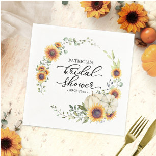 Serviette En Papier Fleurs Tournesols Citrouille Mariage Automnal