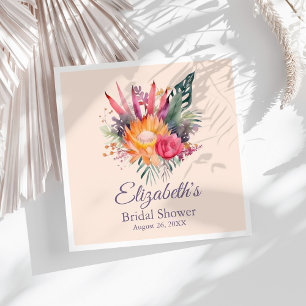 Serviette En Papier Fleurs Tropicales Abricot Douce Mariage
