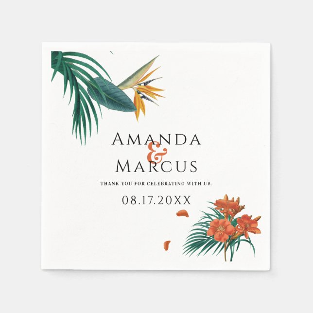 Serviette En Papier Fleurs tropicales Mariages (Devant)