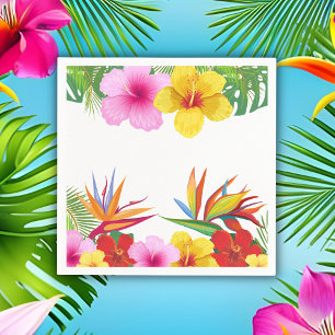 Serviette En Papier Fleurs Tropicales Personnalisées Fête Hibiscus