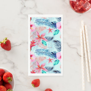 Serviette En Papier Fleurs tropicales roses