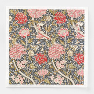 Serviette En Papier Fleurs vintages rose et rouge par William Morris