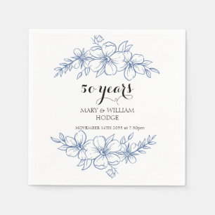 Serviette En Papier Fleurs violettes de lavande 50e anniversaire maria
