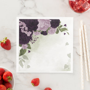 Serviette En Papier Fleurs violettes profondes et légères verdure