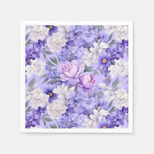 Serviette En Papier Fleurs violettes romantiques