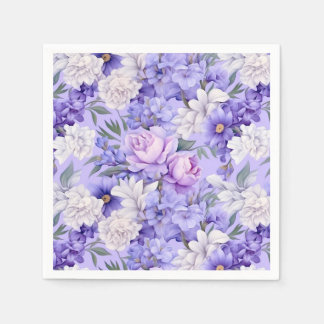 Serviette En Papier Fleurs violettes romantiques