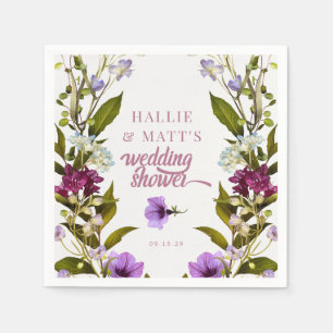 Serviette En Papier Fleurs violettes roses Pompe nuptiale en fleurs
