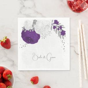 Serviette En Papier fleurs violettes royales et blanches serviettes en