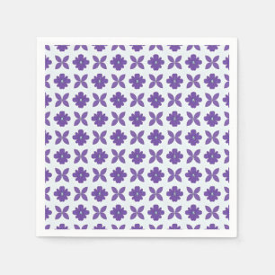 Serviette En Papier Fleurs violettes sur fond clair