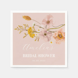 Serviette En Papier Fleurs Whimsical, Fleurs Bohémiennes Roses