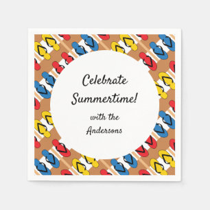 Serviette En Papier Flip Flop Primaire Bande Personnalisée Fête d'été
