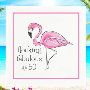 Serviette En Papier Flockage Fabuleux pour les 50 ans de Flamant Rose 