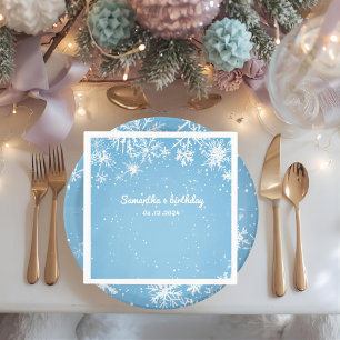 Serviette En Papier Flocon de Neige Bleu de Merveille d'Hiver