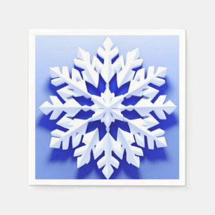 Serviette En Papier Flocon de Neige Bleu Détaille