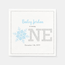 Serviette En Papier Flocon de neige Blue & Silver Parties scintillant 