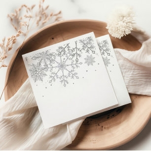 Serviette En Papier Flocon de neige d'hiver Gris argenté