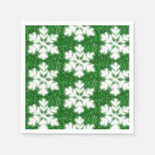Serviette En Papier Flocon de neige givré vert pailleté scintillant él