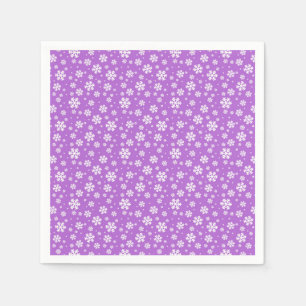 Serviette En Papier Flocons blancs sur motif violet d'hiver