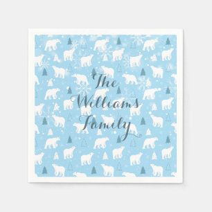 Serviette En Papier Flocons de neige d'ours polaire Personnalisés