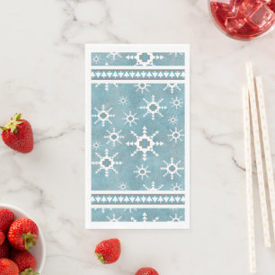 Serviette En Papier Flocons de neige et pins géométriques d'hiver du S