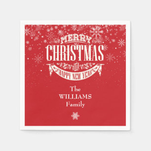 Serviette En Papier Flocons de neige personnalisés Joyeux Noël