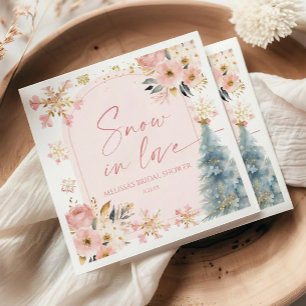 Serviette En Papier Flocons de neige roses pour une douche de mariage