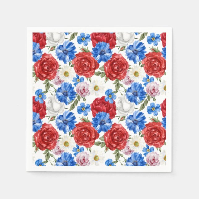 Serviette En Papier Floral 4 juillet (Devant)