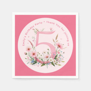 Serviette En Papier Floral 5e anniversaire Custom Cinq fées princesse