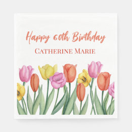 Serviette En Papier Floral 60e anniversaire