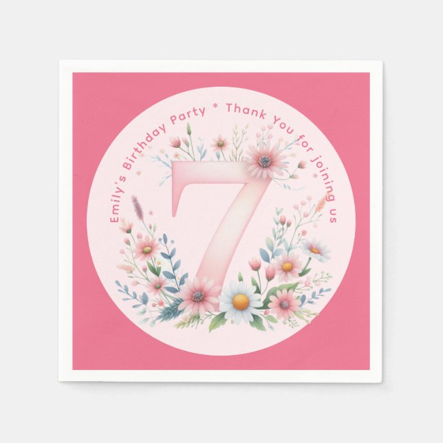 Serviette En Papier Floral 7e anniversaire Custom Sept fées princesse (Devant)