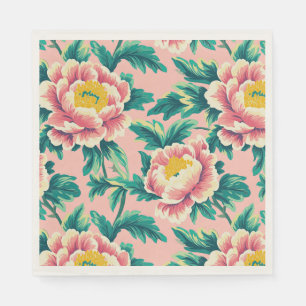 Serviette en papier floral à motifs de chinoiserie