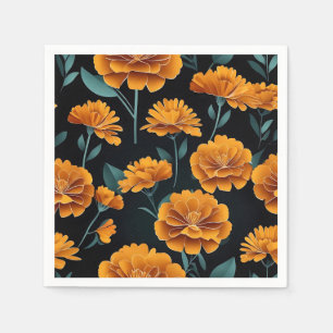 Serviette En Papier Floral Abstrait moderne Marigold