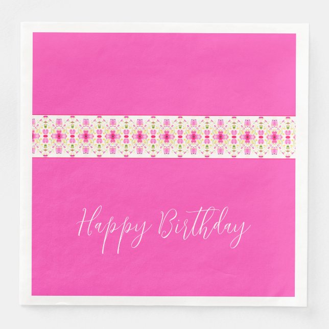 Serviette En Papier Floral Accentué En Rose Clair (Devant)