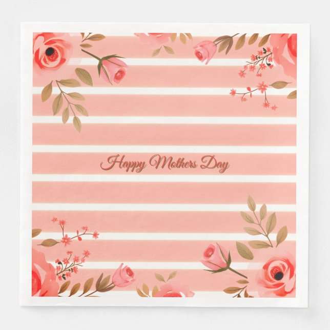Serviette En Papier Floral And Stripe Mothers Day Fancy (Devant)