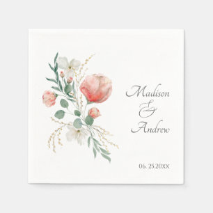 Serviette en papier floral aquarelle élégante