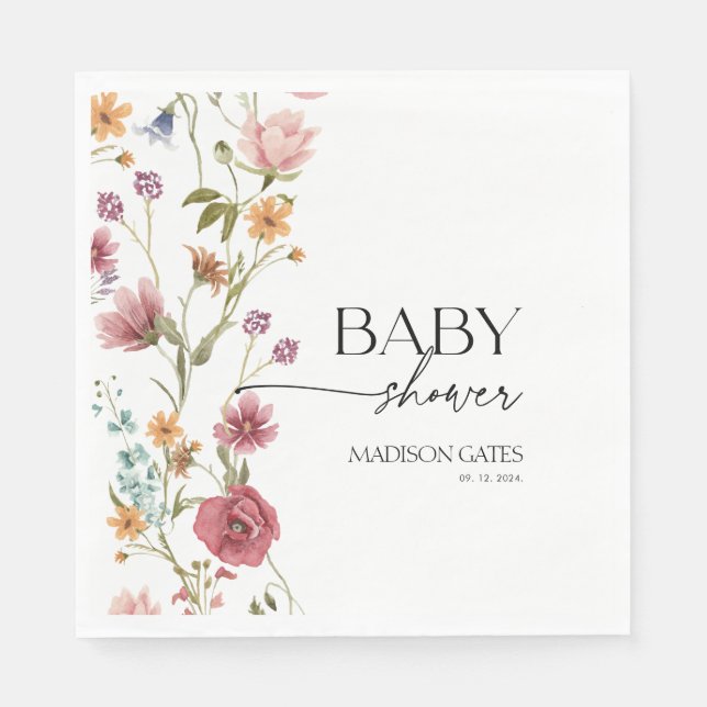 Serviette En Papier Floral baby shower (Devant)