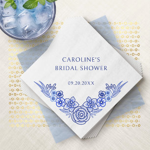 Serviette En Papier Floral Bleu Fête des mariées française