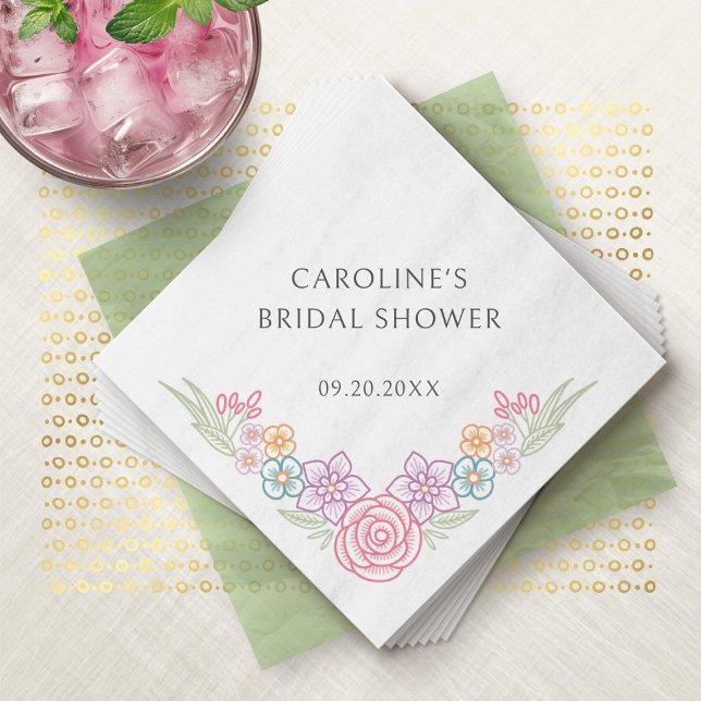 Serviette En Papier Floral Bloom Fête des mariées d'été du printemps (Créateur téléchargé)