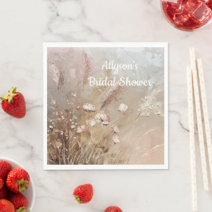 Serviette En Papier Floral Boho Beige Blanc