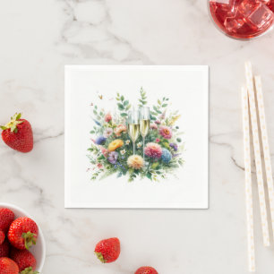 Serviette en papier Floral Champagne pour fête
