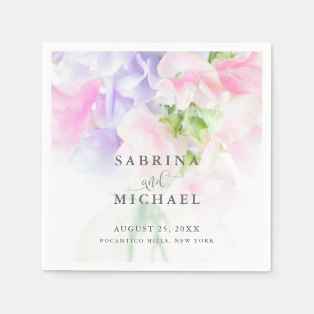 SERVIETTE EN PAPIER FLORAL CHIC MARIAGE POIS DOUX (Devant)