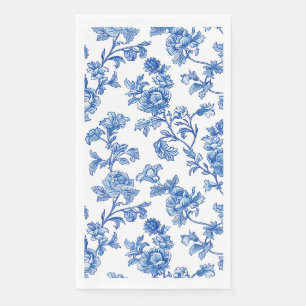 Serviette En Papier Floral Chinoiserie bleu et blanc