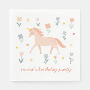 Serviette En Papier Floral de licorne douce