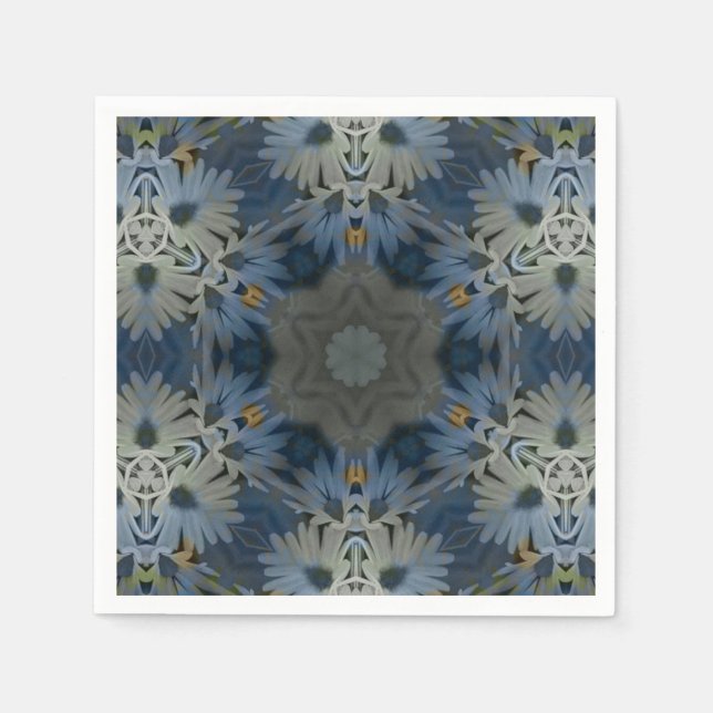Serviette En Papier Floral de marguerite bleu antique (Devant)
