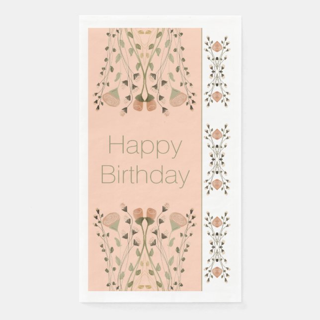 Serviette En Papier Floral de Pêche moderne (Devant)