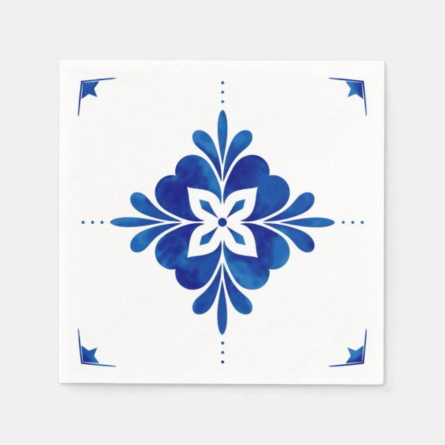 Serviette En Papier Floral de style méditerranéen (Devant)