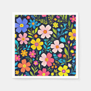 Serviette En Papier Floral Digital Peinture Fleurs Motif-38875
