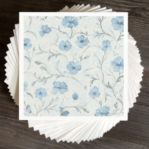 Serviette En Papier Floral Dusty Blue Country Garden Mariage élégant