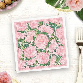 Serviette En Papier Floral Elegant rose Roses et Monstera été