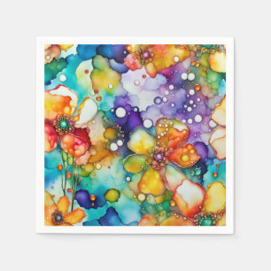 Serviette En Papier Floral et bulles Abstraites
